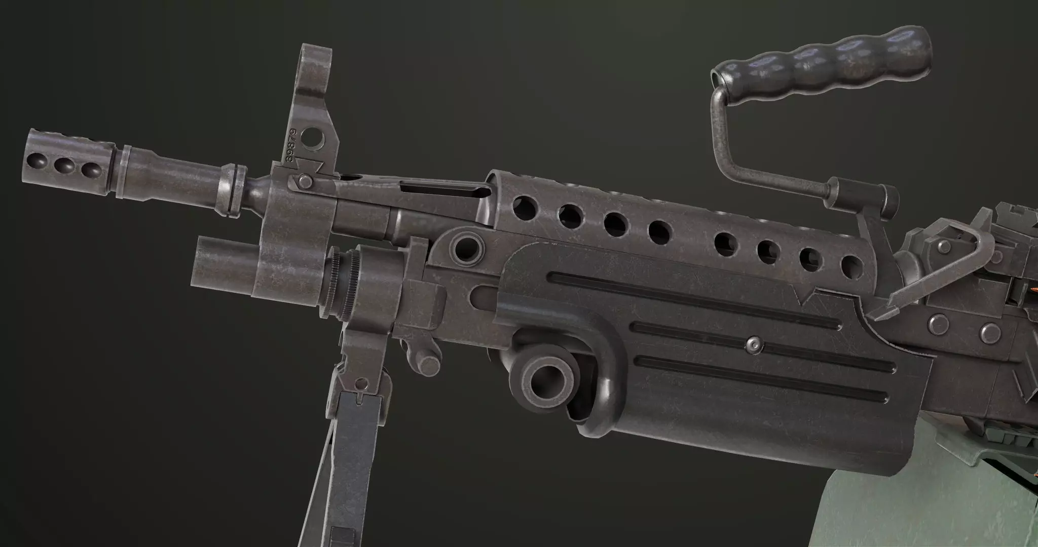 Machine Gun Sandal and Black Ammo Box All PBR Textures Low-poly 3D model_59