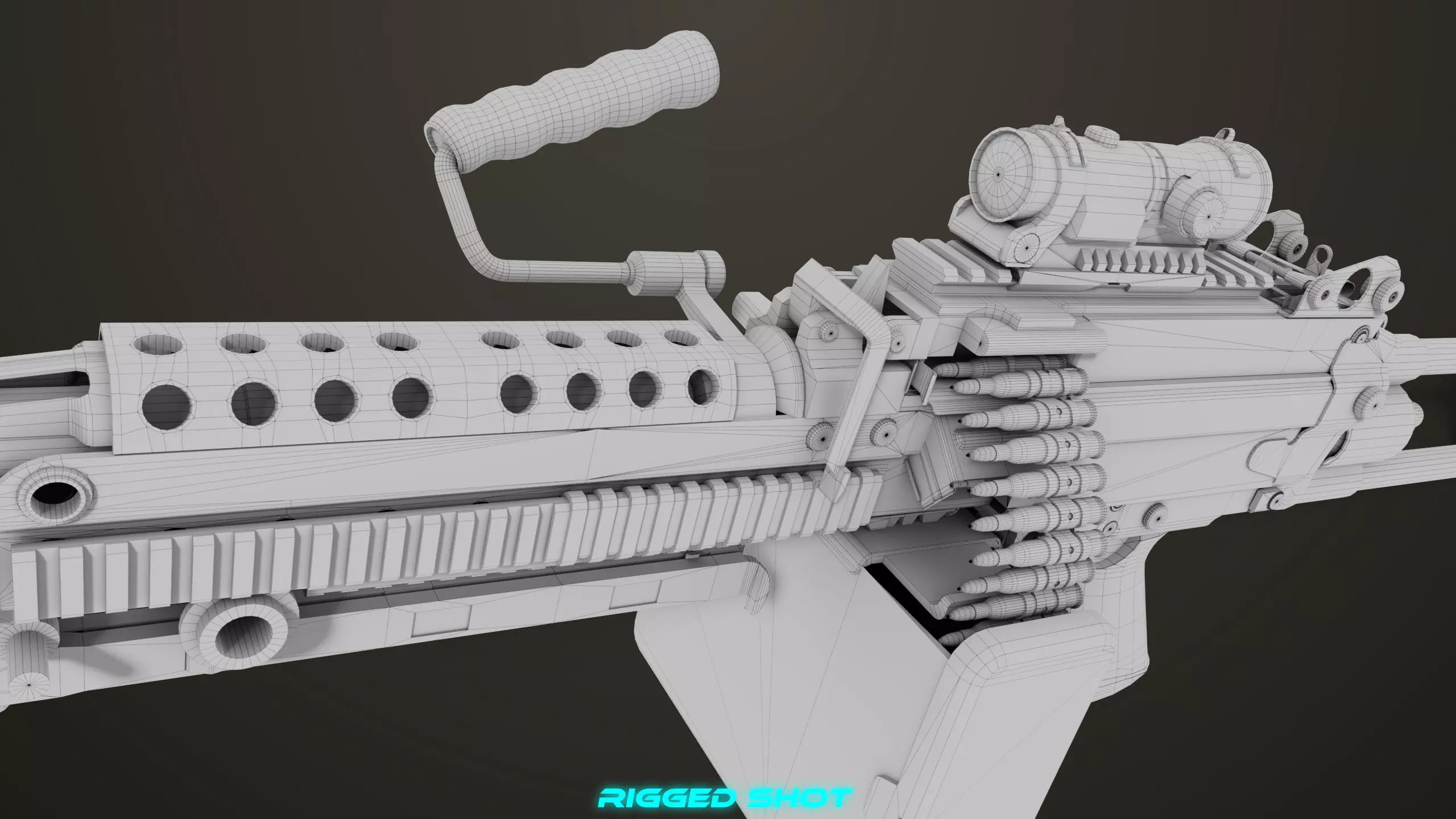 Machine Gun Sandal and Black Ammo Box All PBR Textures Low-poly 3D model_35