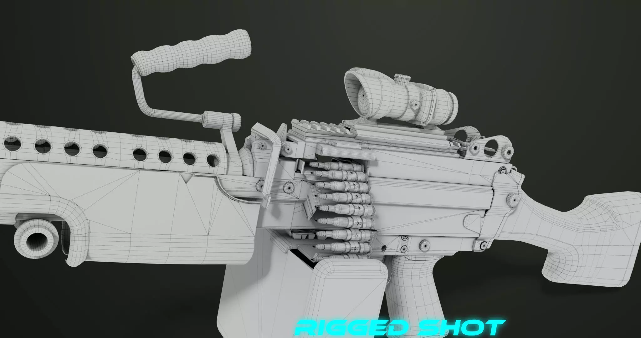 Machine Gun Sandal and Black Ammo Box All PBR Textures Low-poly 3D model_72