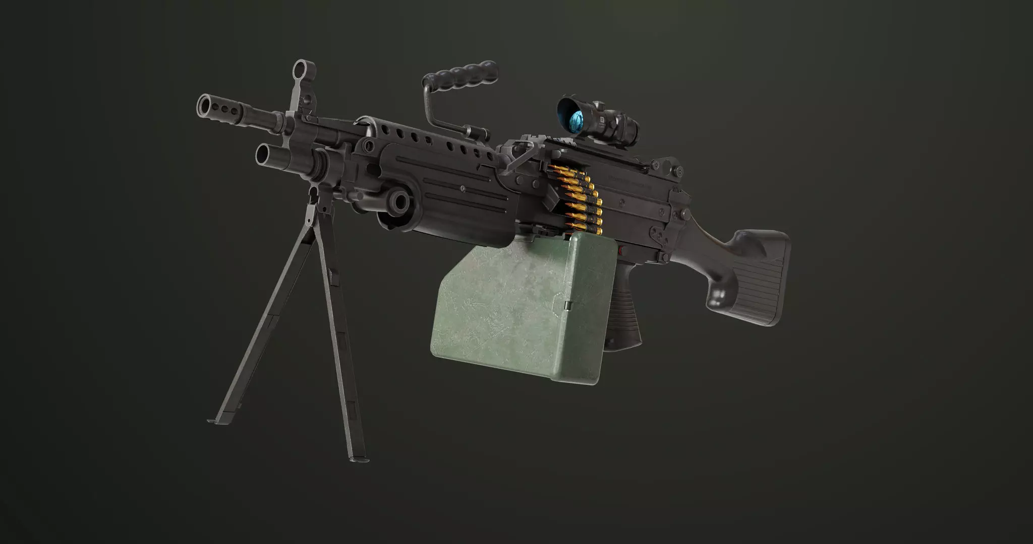 Machine Gun Sandal and Black Ammo Box All PBR Textures Low-poly 3D model_43