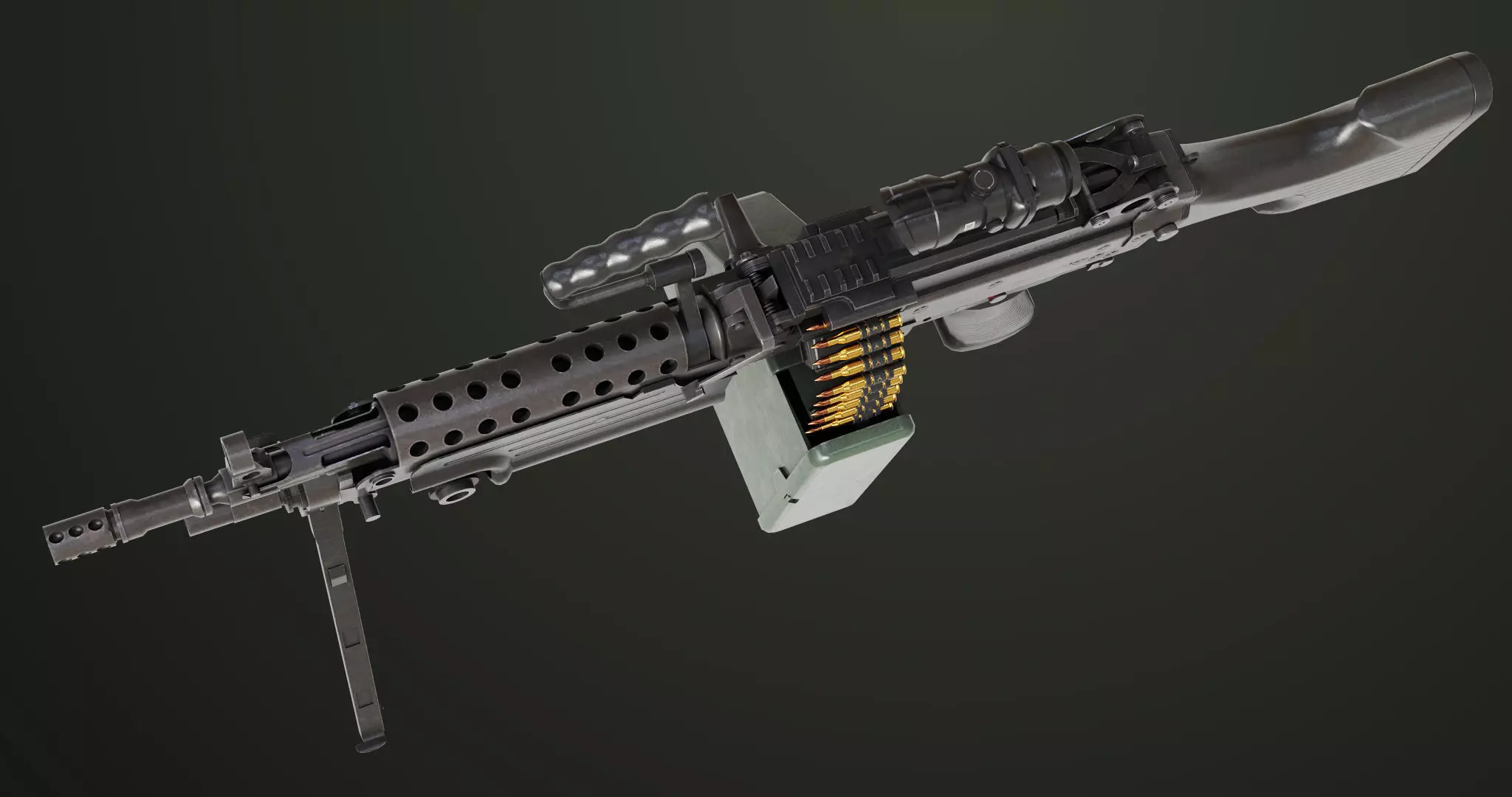 Machine Gun Sandal and Black Ammo Box All PBR Textures Low-poly 3D model_61