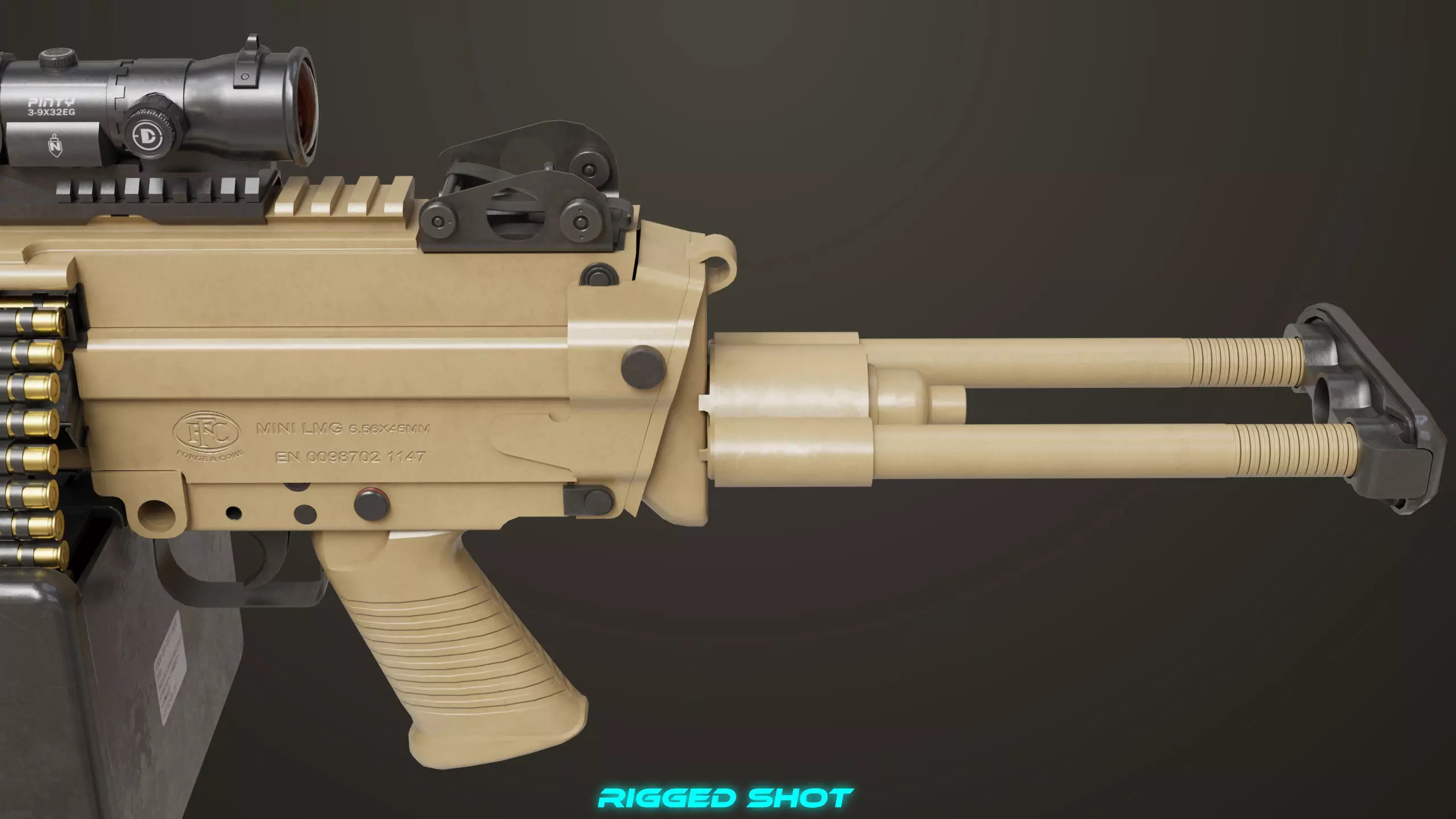 Machine Gun Sandal and Black Ammo Box All PBR Textures Low-poly 3D model_18