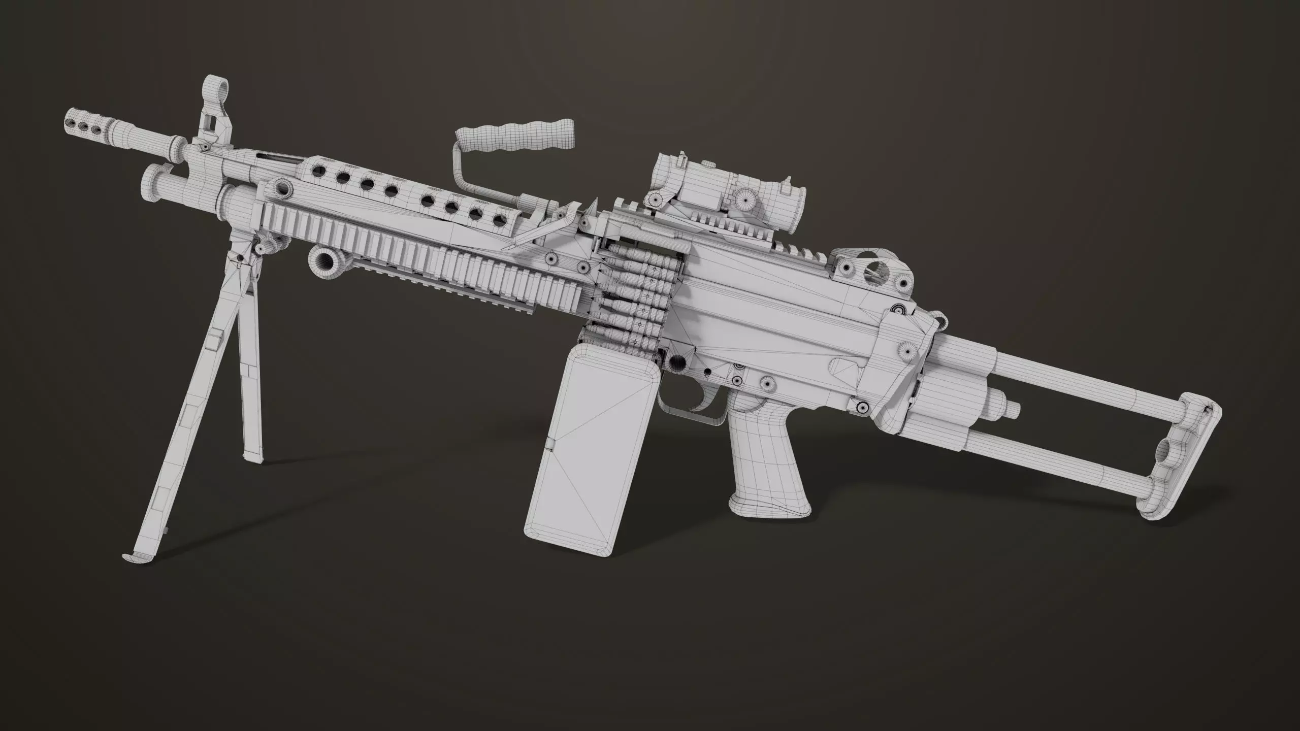 Machine Gun Sandal and Black Ammo Box All PBR Textures Low-poly 3D model_29