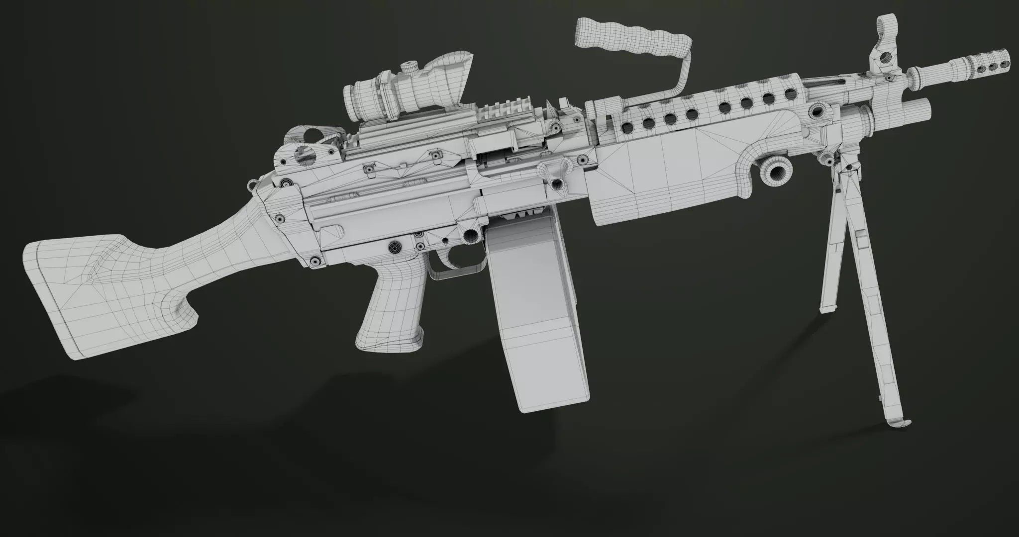 Machine Gun Sandal and Black Ammo Box All PBR Textures Low-poly 3D model_77