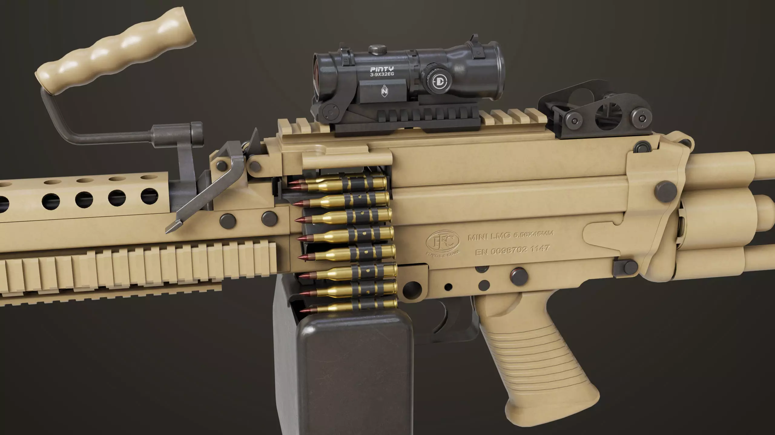 Machine Gun Sandal and Black Ammo Box All PBR Textures Low-poly 3D model_25