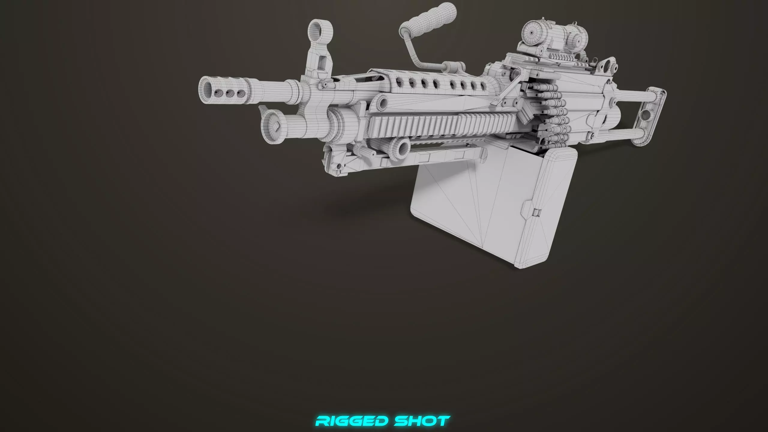 Machine Gun Sandal and Black Ammo Box All PBR Textures Low-poly 3D model_34