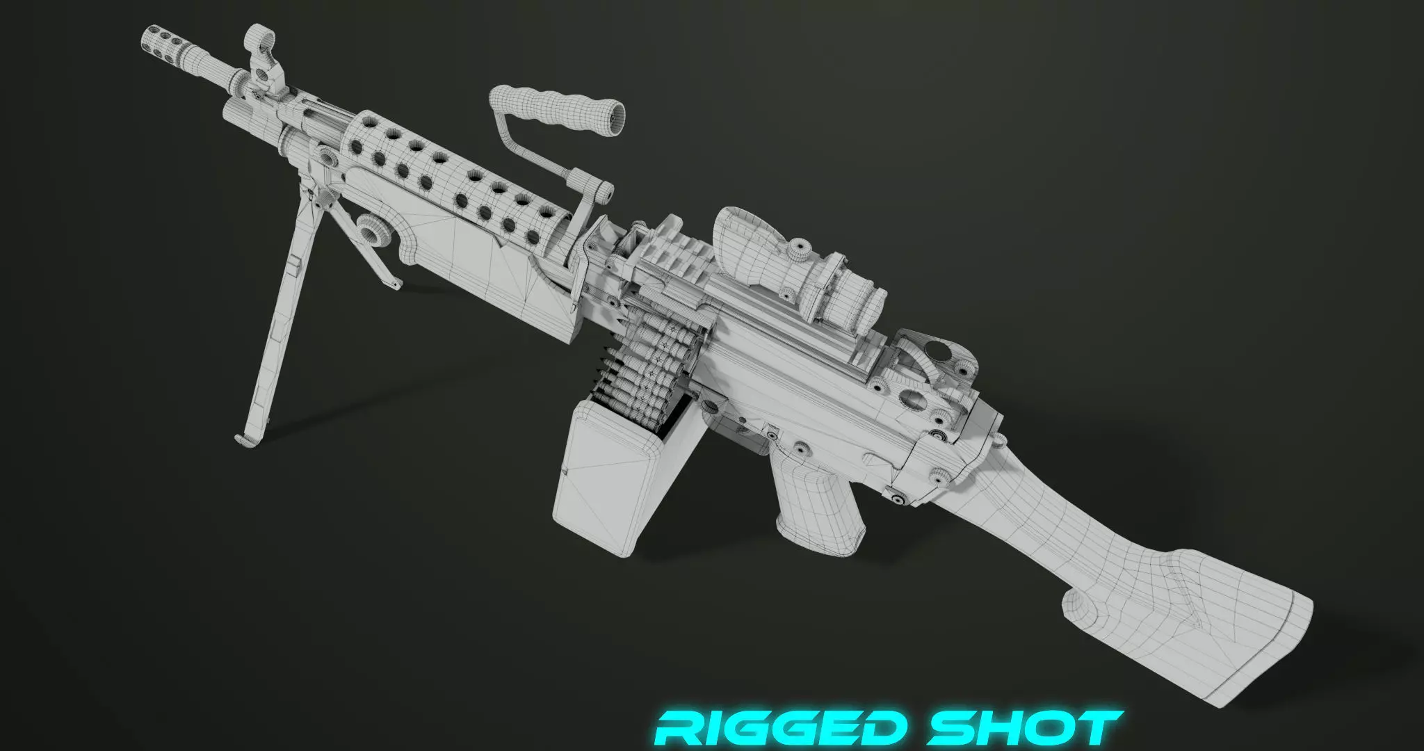 Machine Gun Sandal and Black Ammo Box All PBR Textures Low-poly 3D model_76