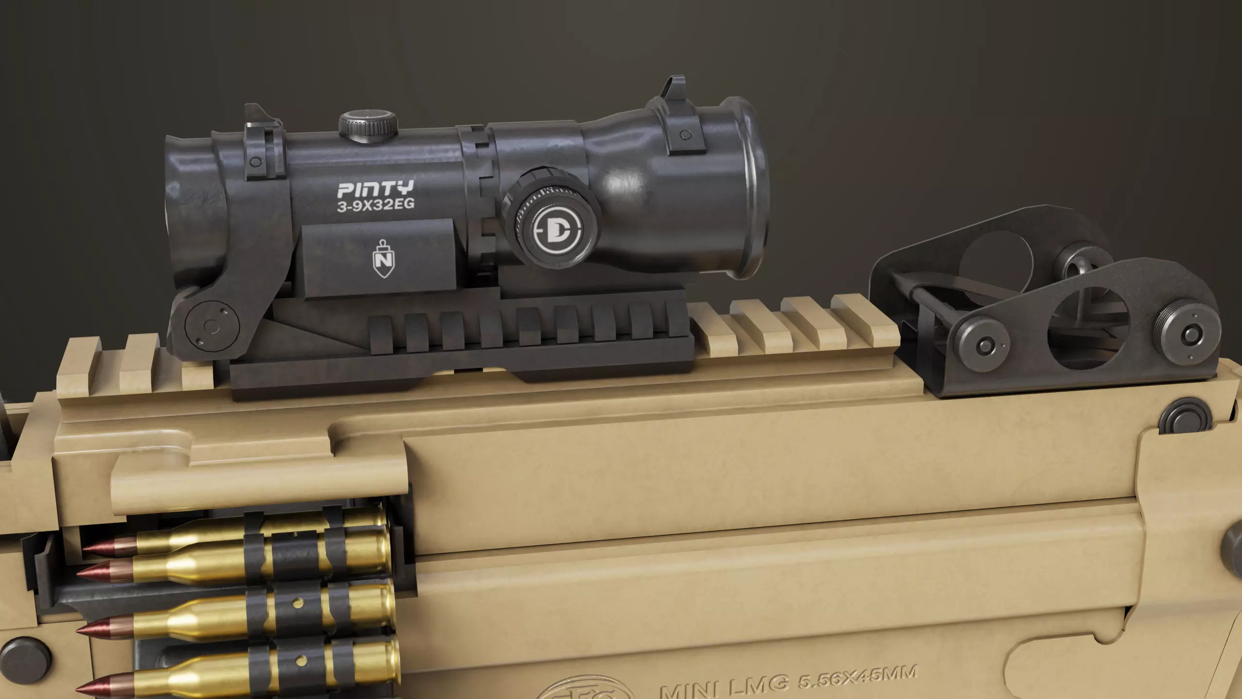 Machine Gun Sandal and Black Ammo Box All PBR Textures Low-poly 3D model_23