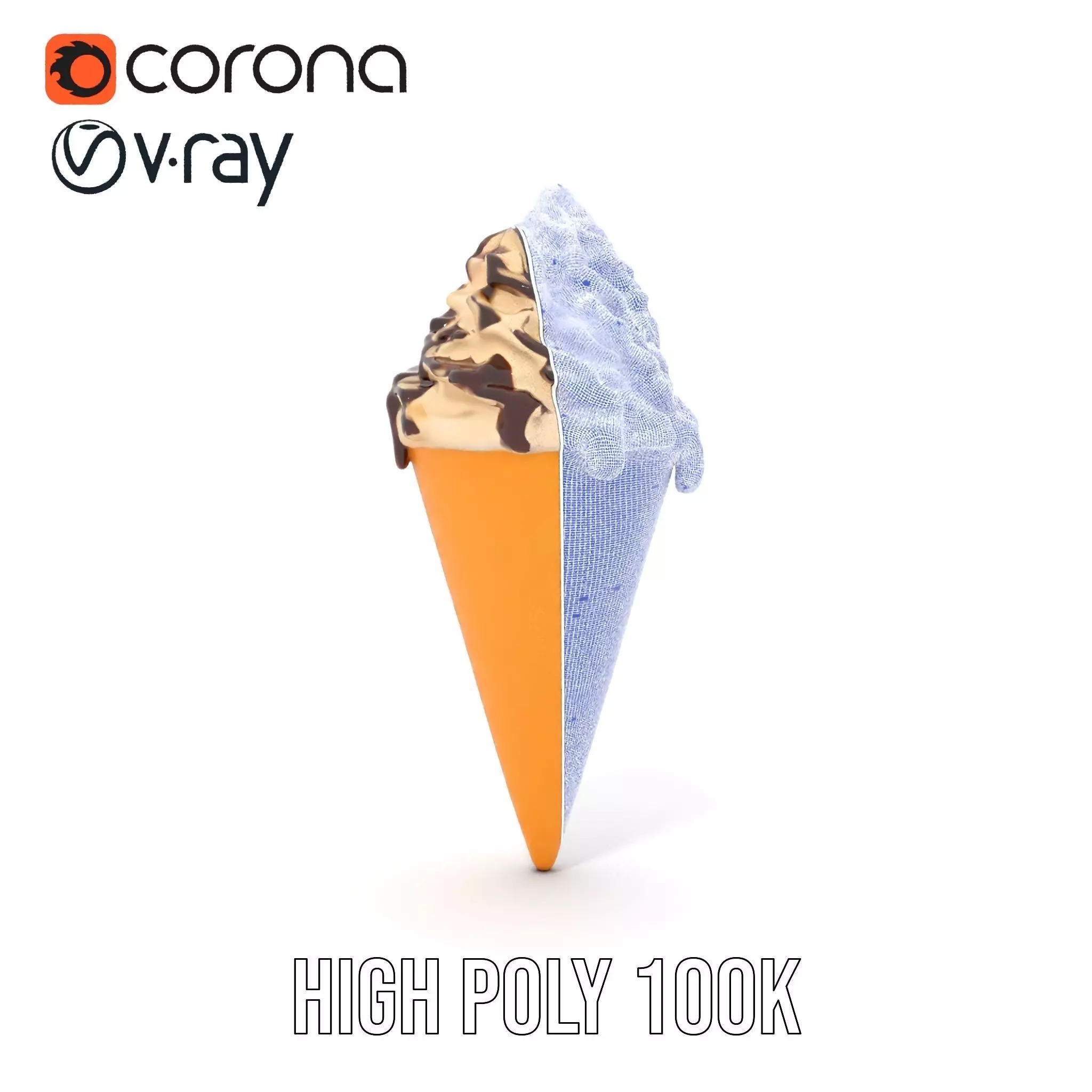 Chocolate Drizzle Ice Cream Cone model pack Low-poly 3D model_35