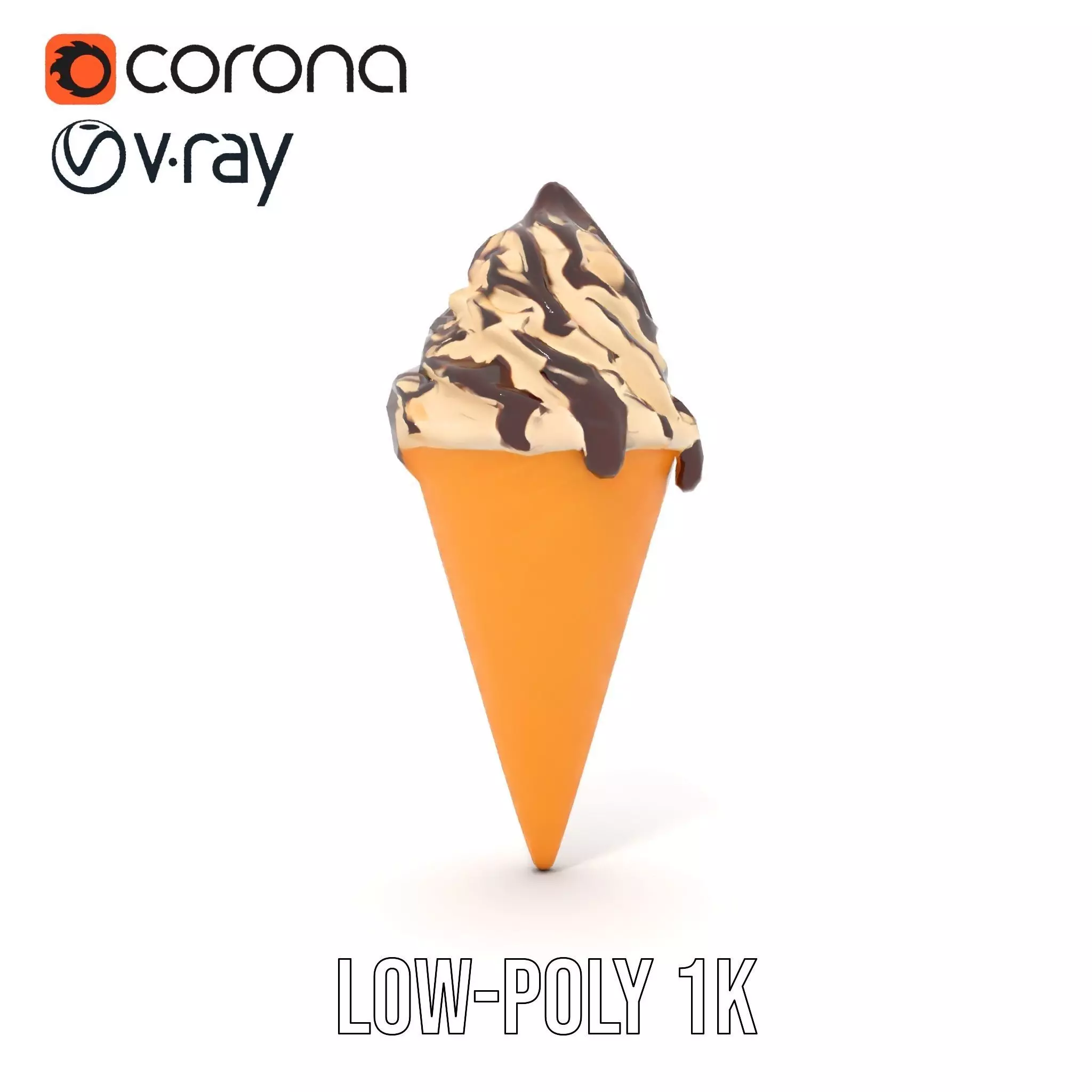 Chocolate Drizzle Ice Cream Cone model pack Low-poly 3D model_13