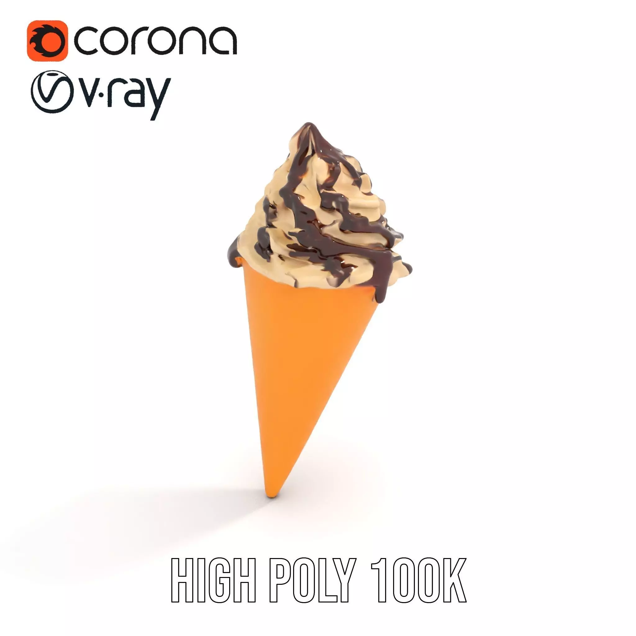 Chocolate Drizzle Ice Cream Cone model pack Low-poly 3D model_16