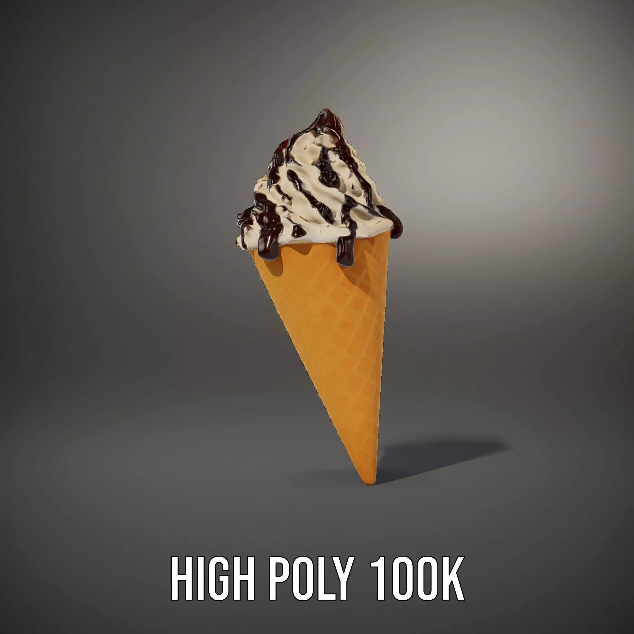 Chocolate Drizzle Ice Cream Cone model pack Low-poly 3D model_9