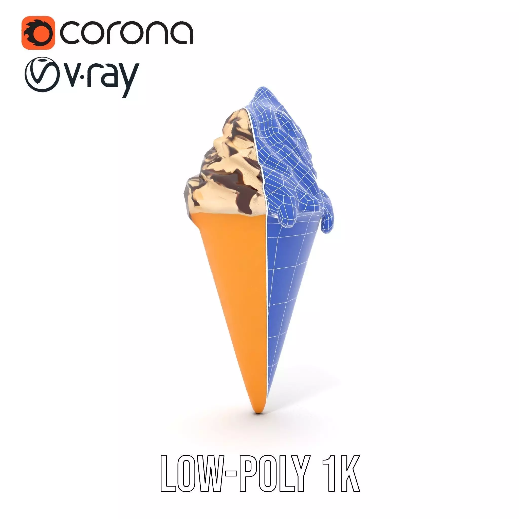 Chocolate Drizzle Ice Cream Cone model pack Low-poly 3D model_21