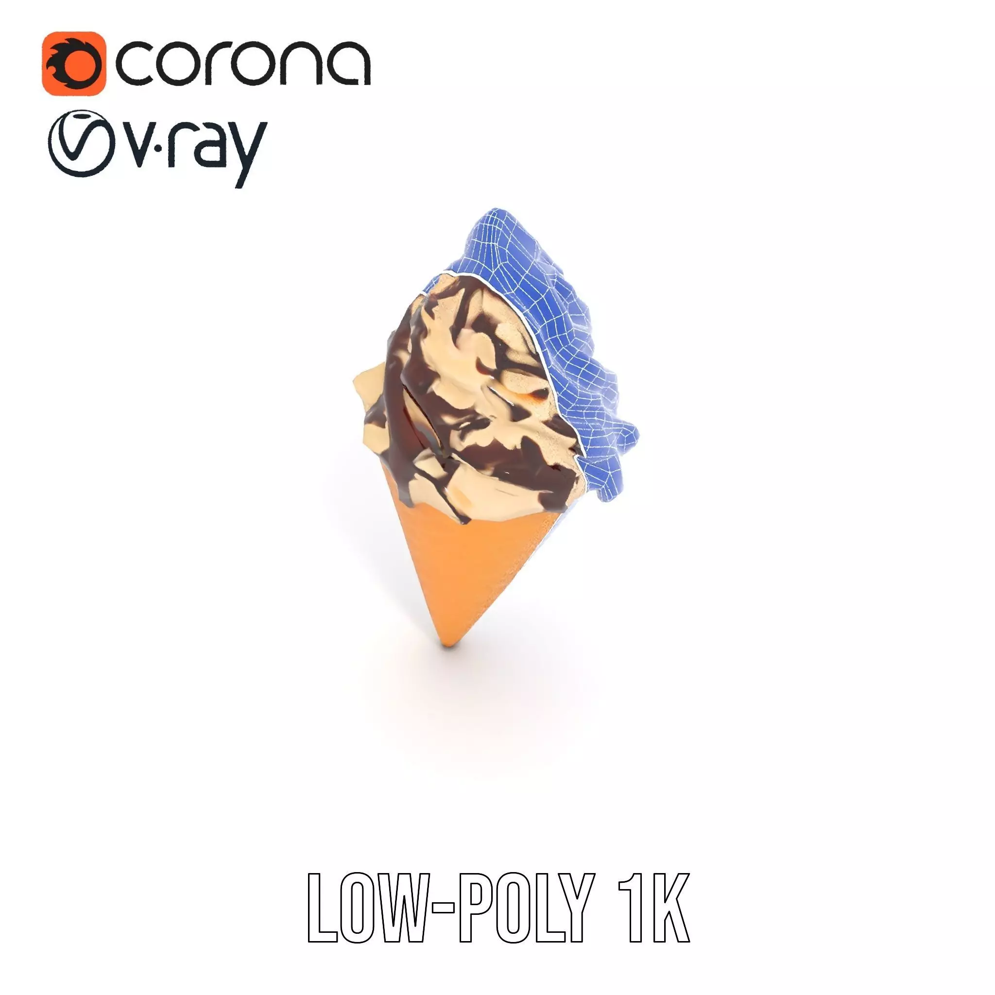 Chocolate Drizzle Ice Cream Cone model pack Low-poly 3D model_32