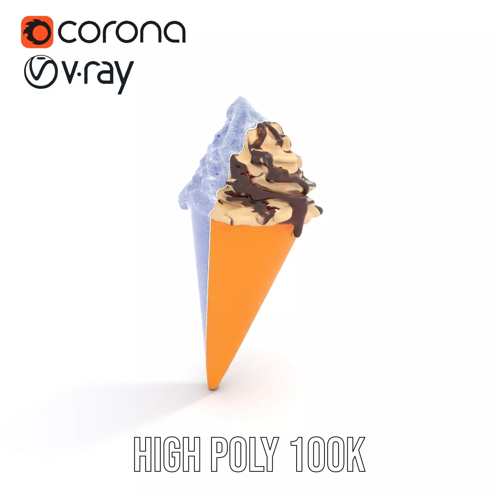 Chocolate Drizzle Ice Cream Cone model pack Low-poly 3D model_24