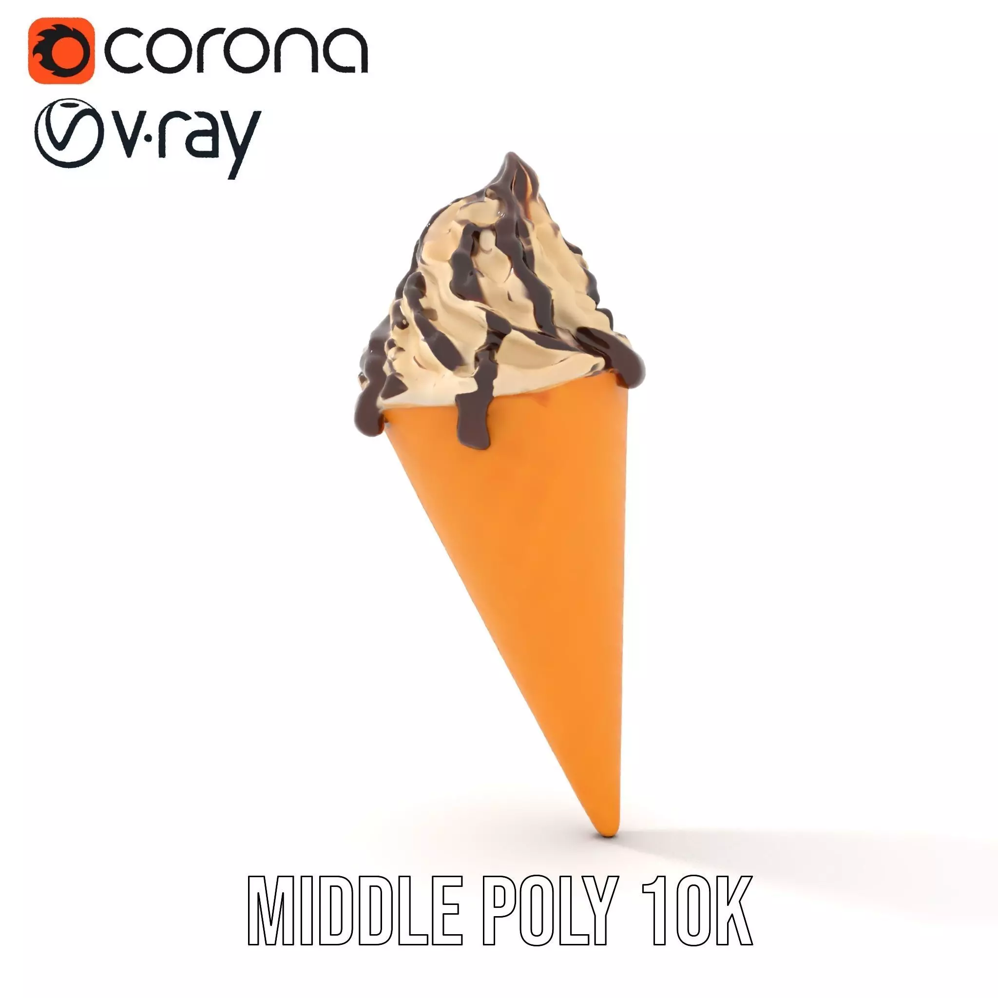 Chocolate Drizzle Ice Cream Cone model pack Low-poly 3D model_12