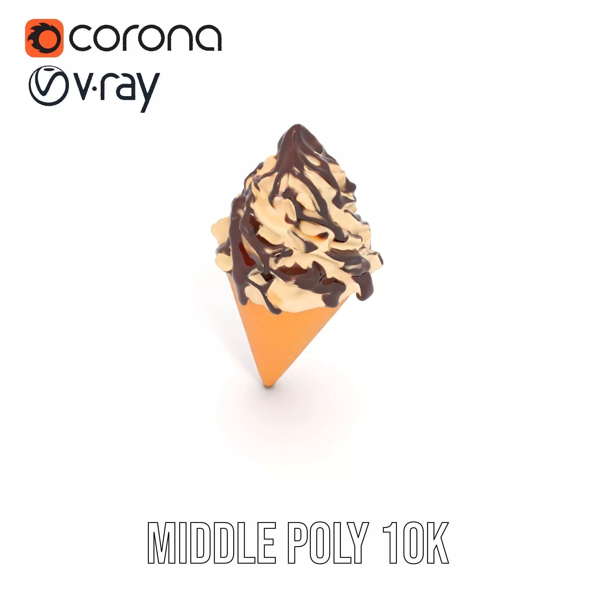 Chocolate Drizzle Ice Cream Cone model pack Low-poly 3D model_14