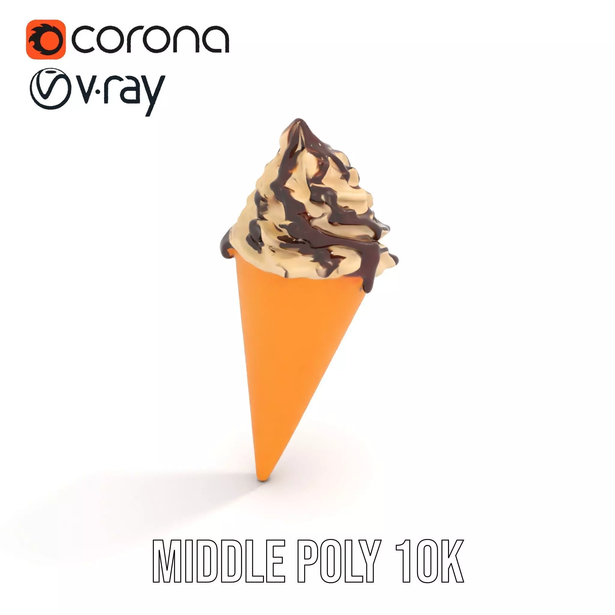 Chocolate Drizzle Ice Cream Cone model pack Low-poly 3D model_6