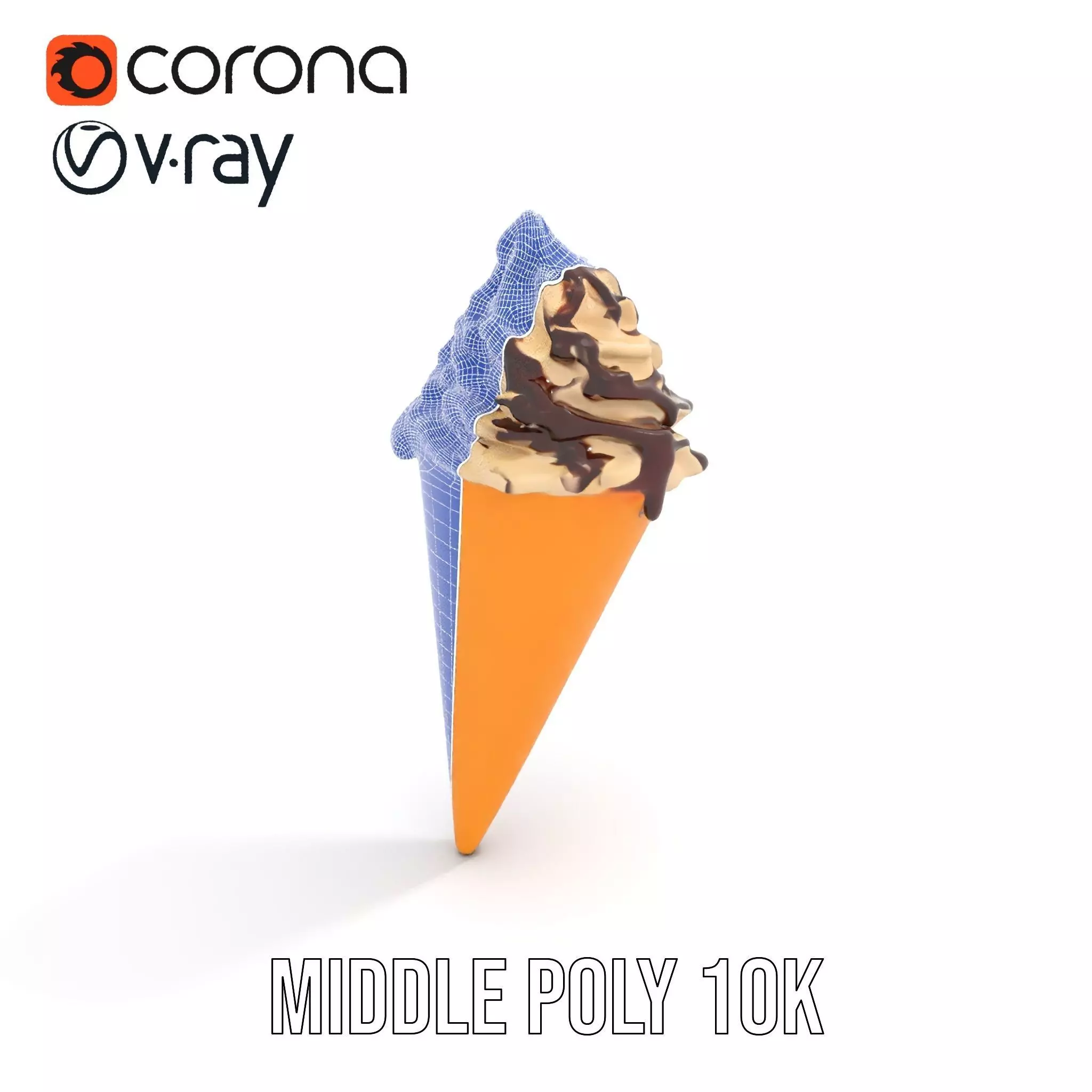 Chocolate Drizzle Ice Cream Cone model pack Low-poly 3D model_25