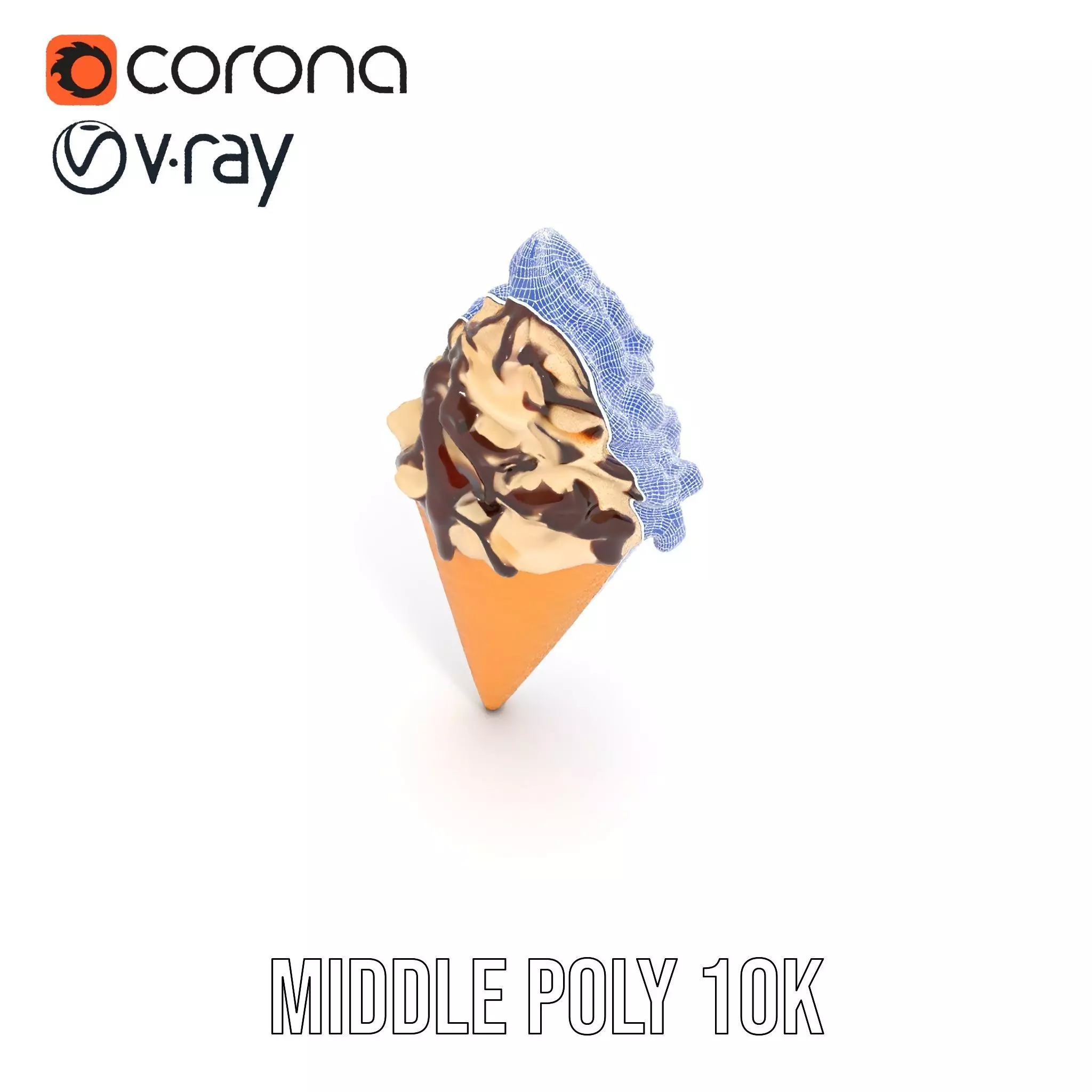 Chocolate Drizzle Ice Cream Cone model pack Low-poly 3D model_20
