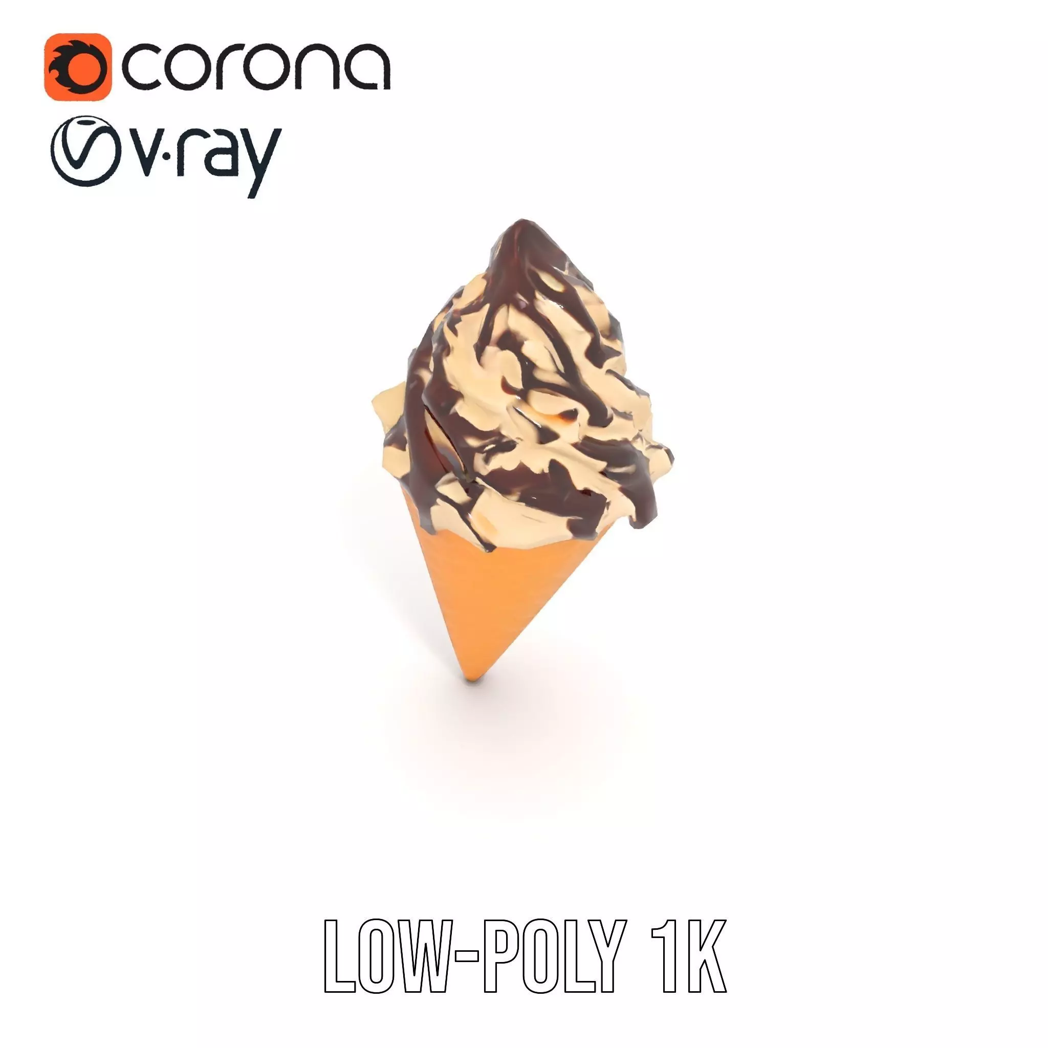 Chocolate Drizzle Ice Cream Cone model pack Low-poly 3D model_15
