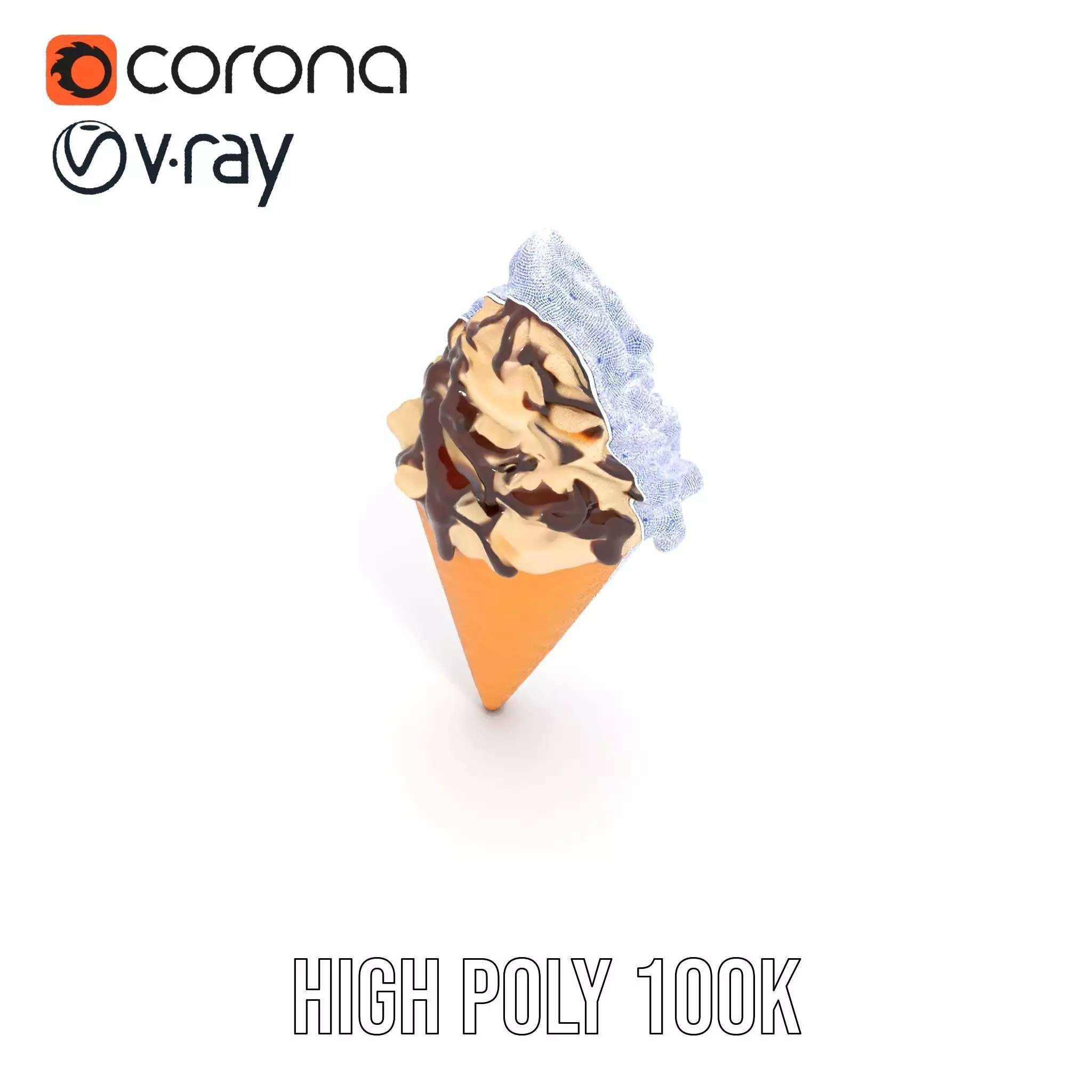 Chocolate Drizzle Ice Cream Cone model pack Low-poly 3D model_30