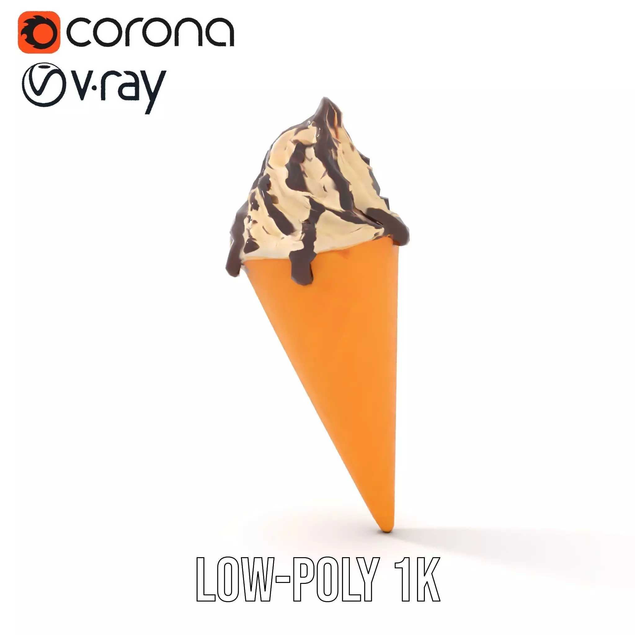 Chocolate Drizzle Ice Cream Cone model pack Low-poly 3D model_8