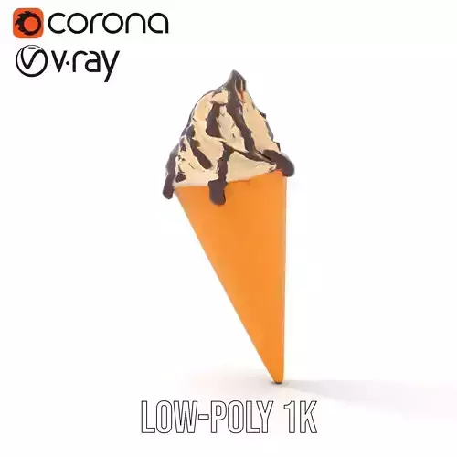 Chocolate Drizzle Ice Cream Cone model pack Low-poly 3D model 7
