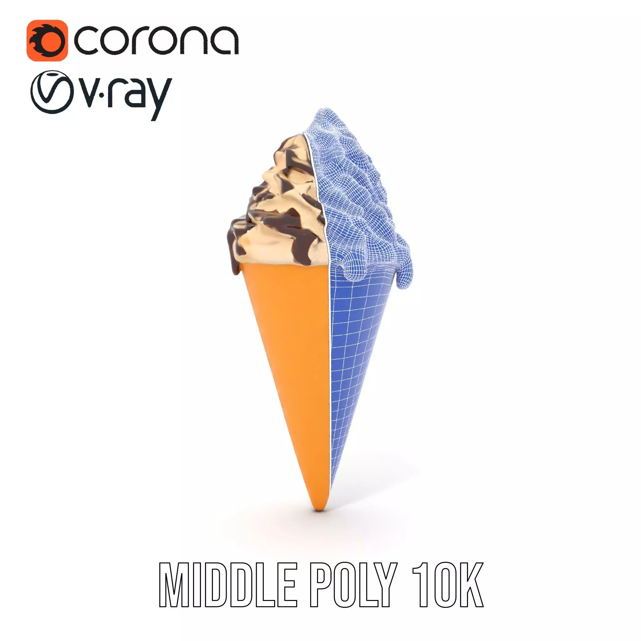 Chocolate Drizzle Ice Cream Cone model pack Low-poly 3D model_17