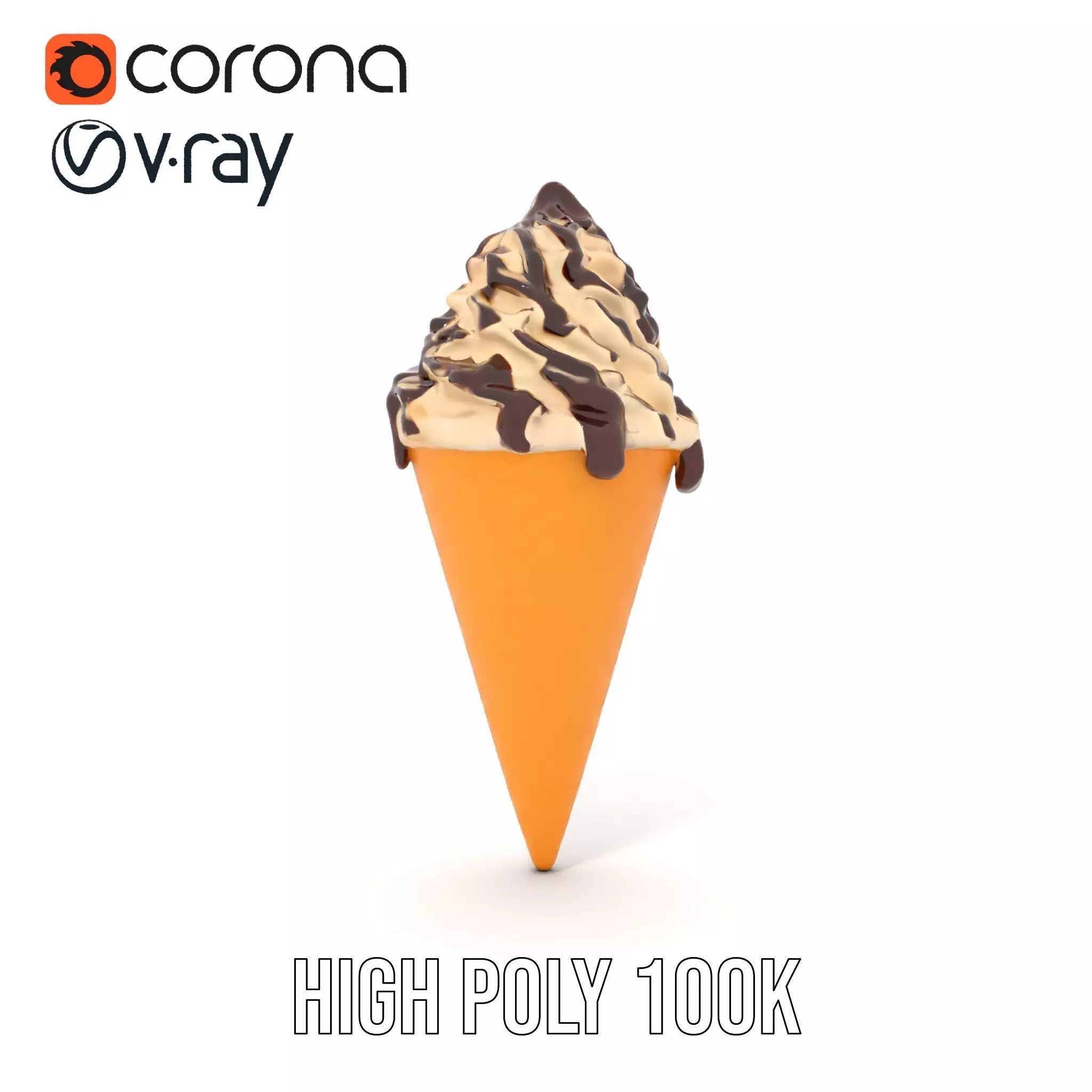 Chocolate Drizzle Ice Cream Cone model pack Low-poly 3D model_34