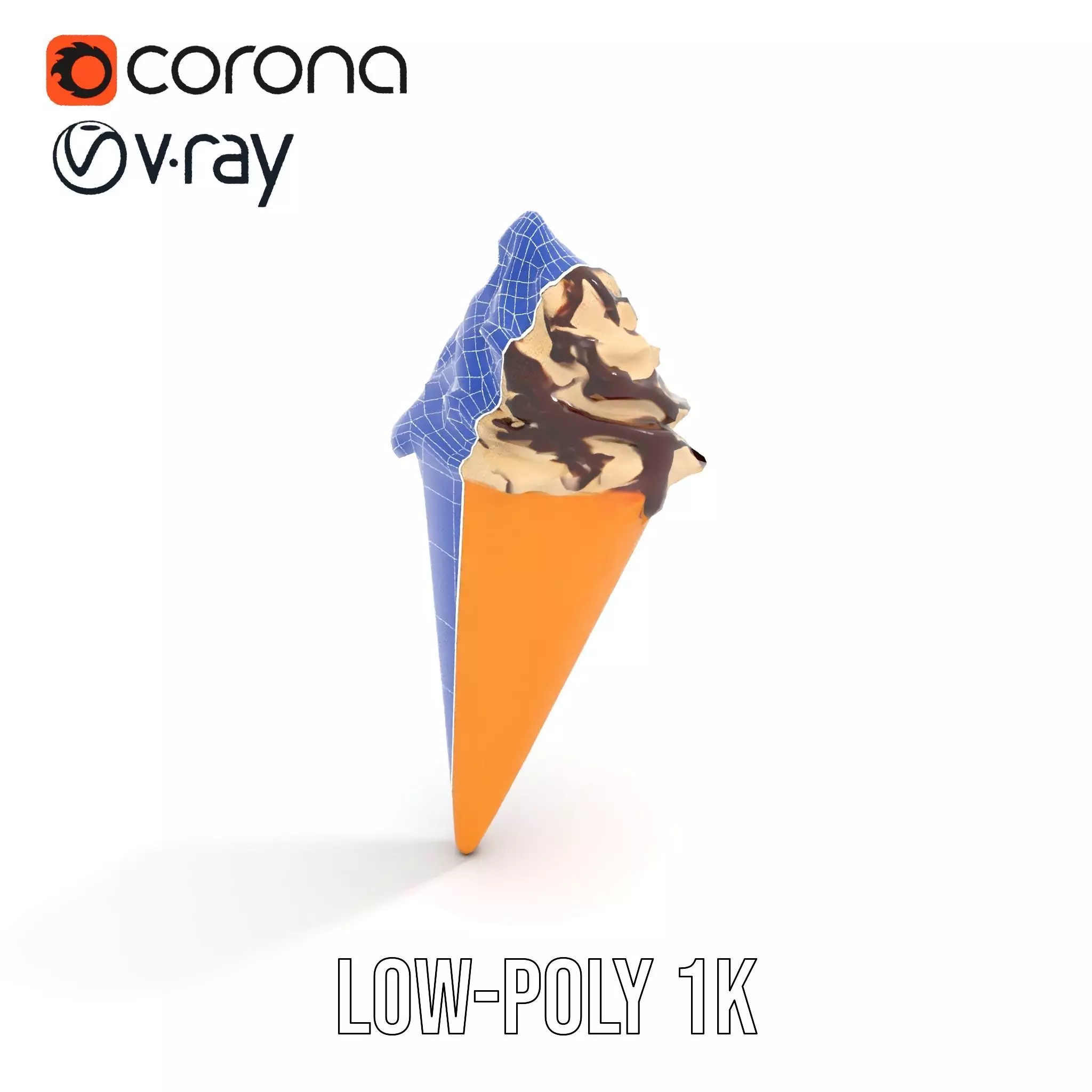 Chocolate Drizzle Ice Cream Cone model pack Low-poly 3D model_26