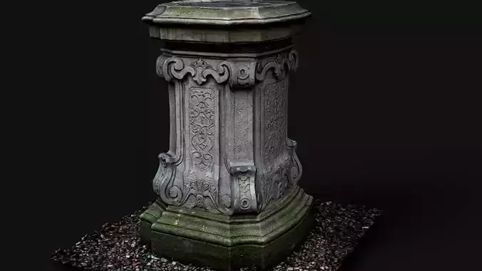 ancient column base damaged postument PBR photogrammetry