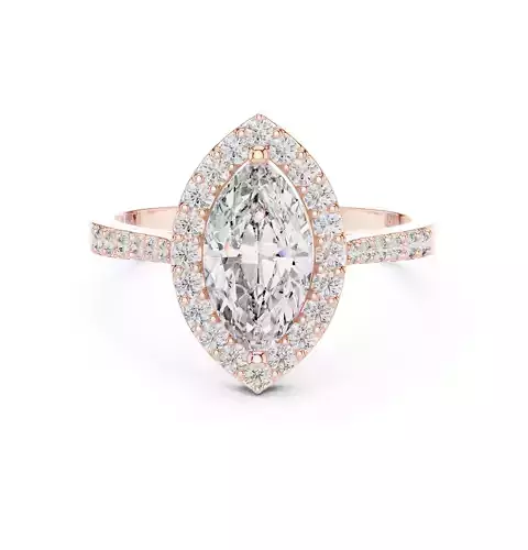 Marquise Halo Diamond Engagement Wedding Ring 3DM STL Video