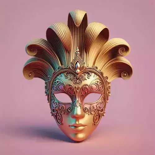 2061  Venetian Carnival Mask Color 3D Model  magic