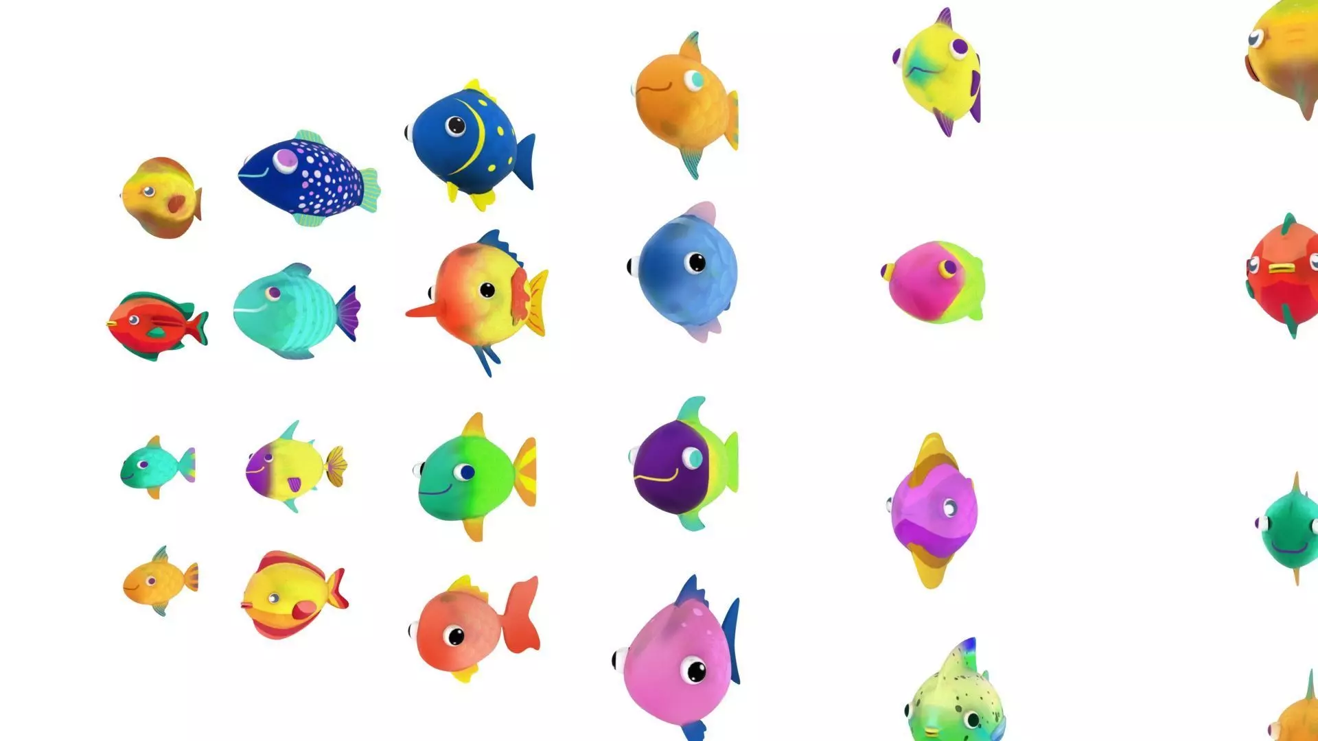 stylish cartoon fish pack 3D model_3