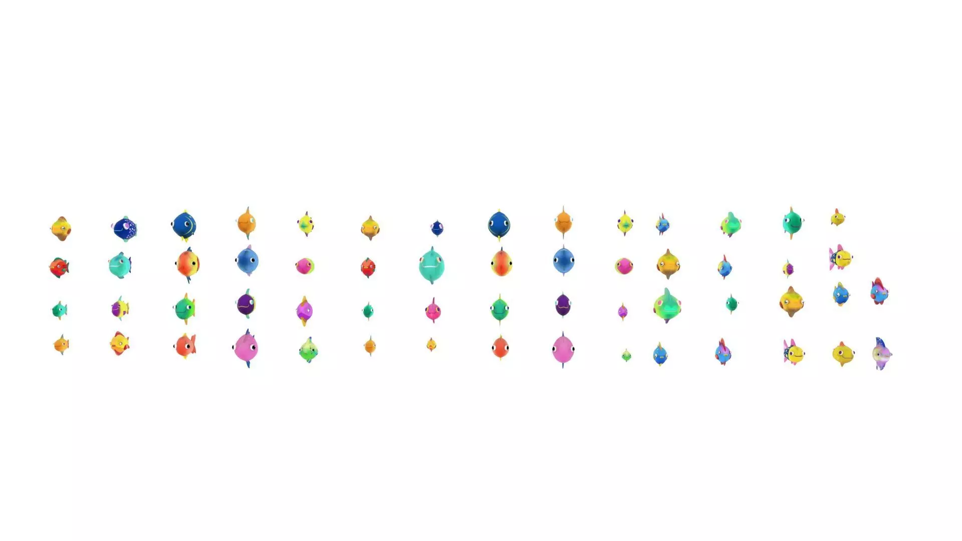 stylish cartoon fish pack 3D model_2