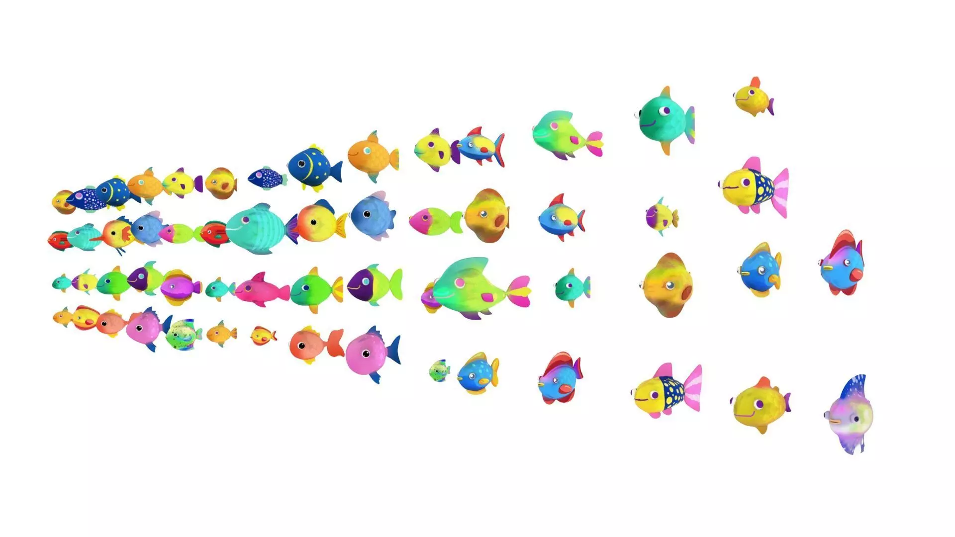 stylish cartoon fish pack 3D model_0