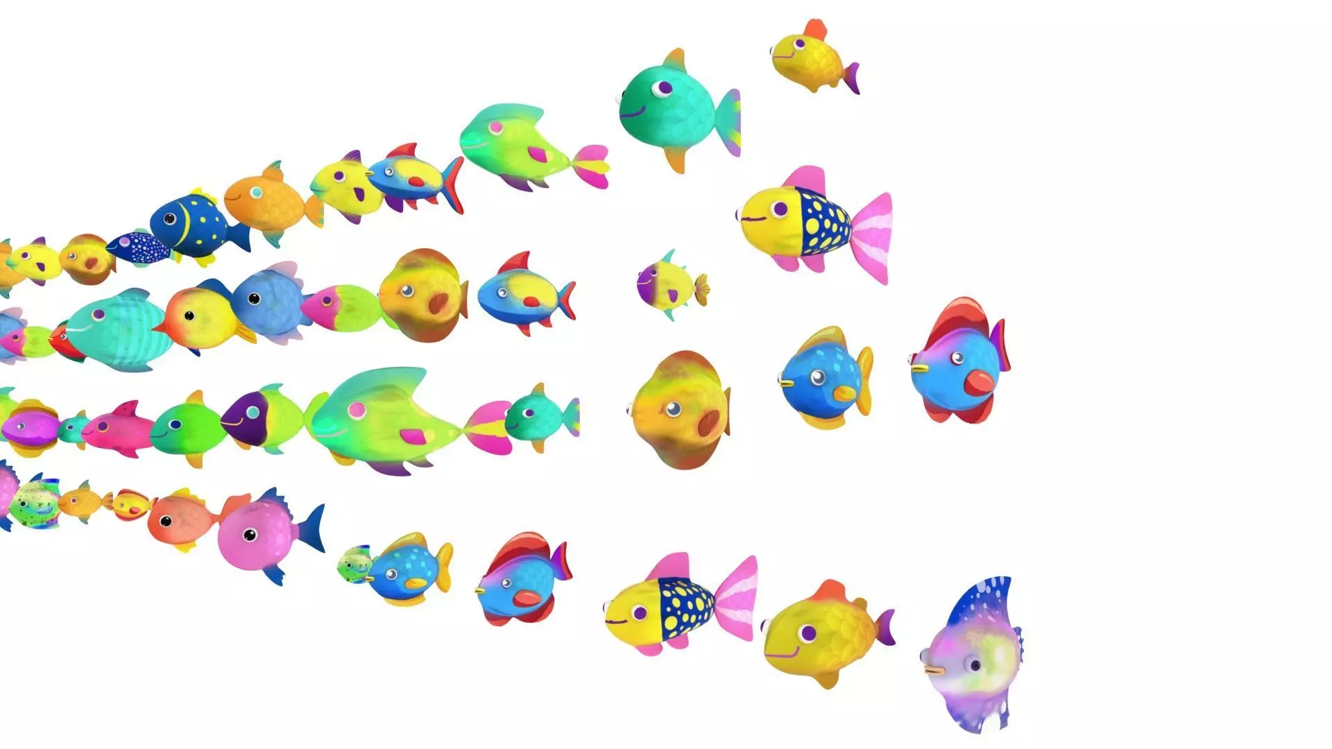 stylish cartoon fish pack 3D model_1