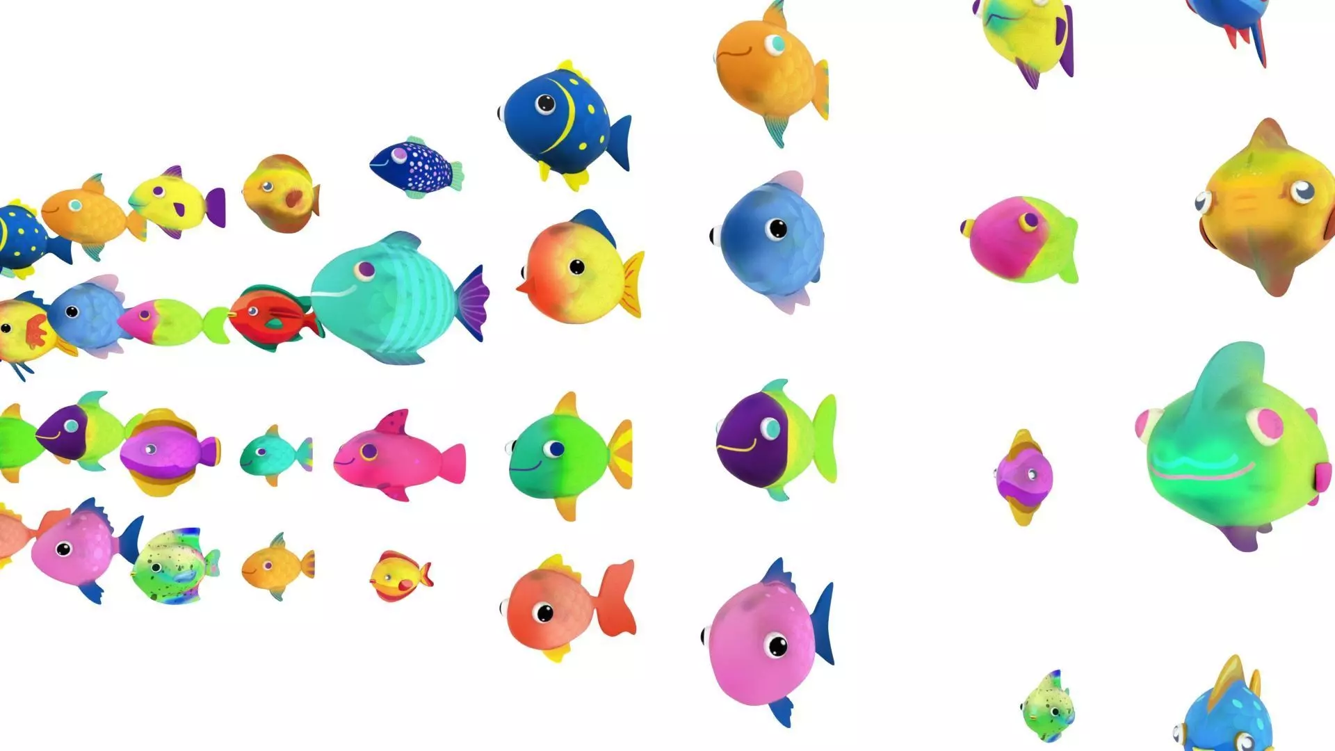 stylish cartoon fish pack 3D model_4