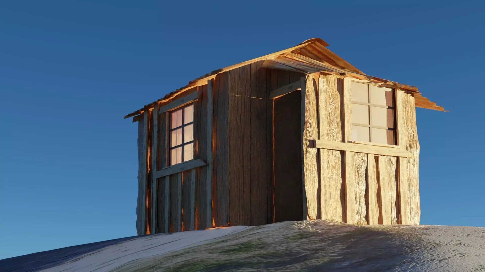 Old wooden cottage 3d model 3D model_4