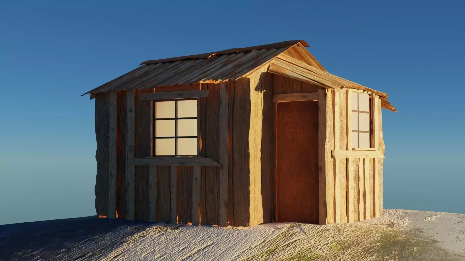 Old wooden cottage 3d model 3D model_5