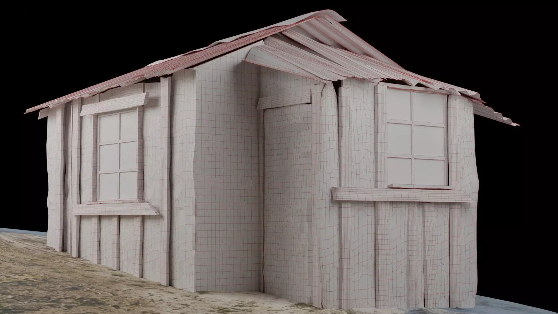 Old wooden cottage 3d model 3D model_14