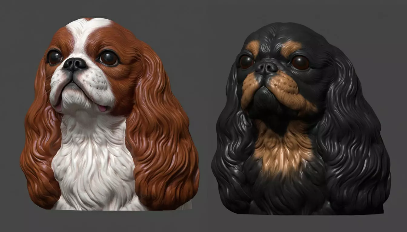 English Toy Spaniel bust 3D print model_2