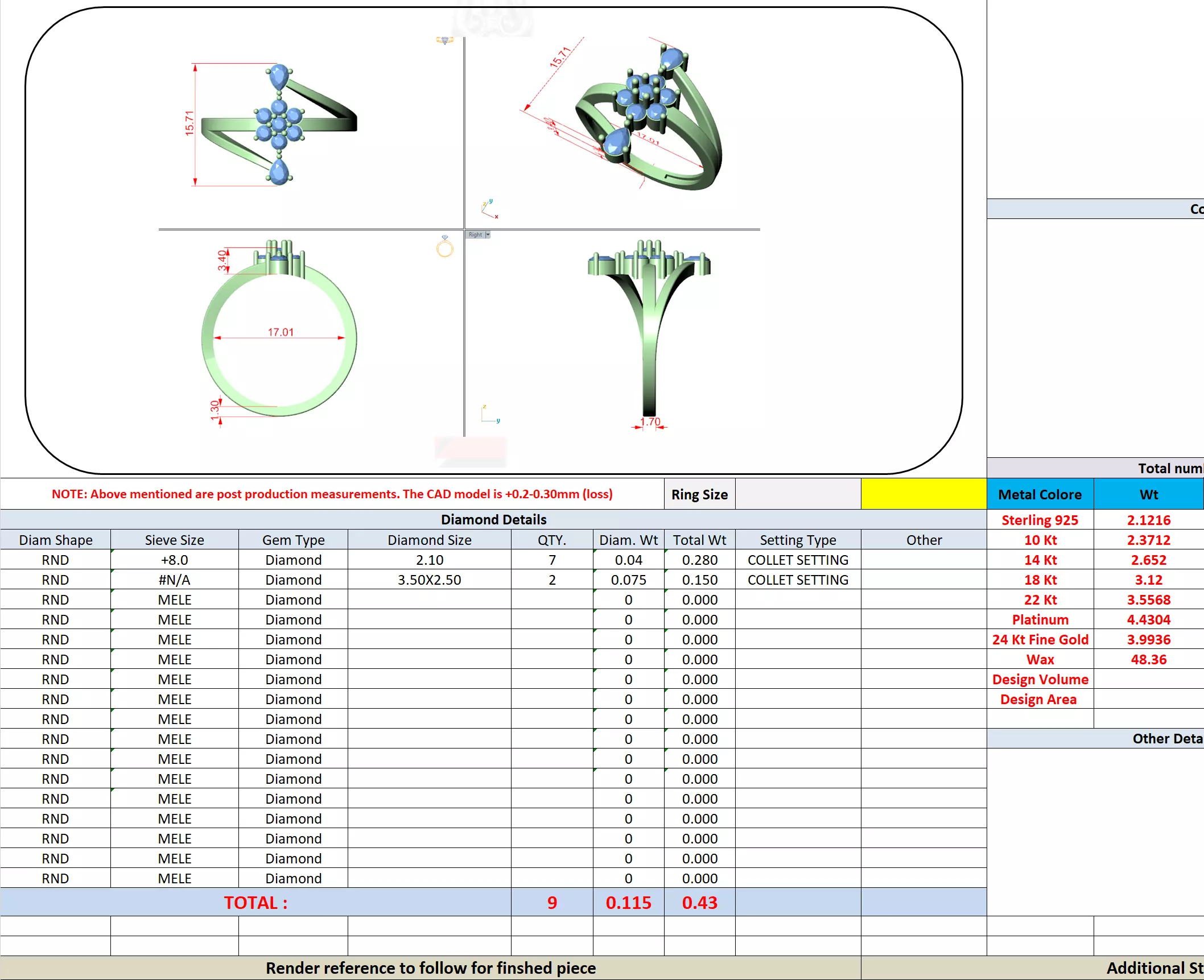 Pear and Round Cut Bypass Engagement Wedding Ring 3DM STL Video 3D print model_13