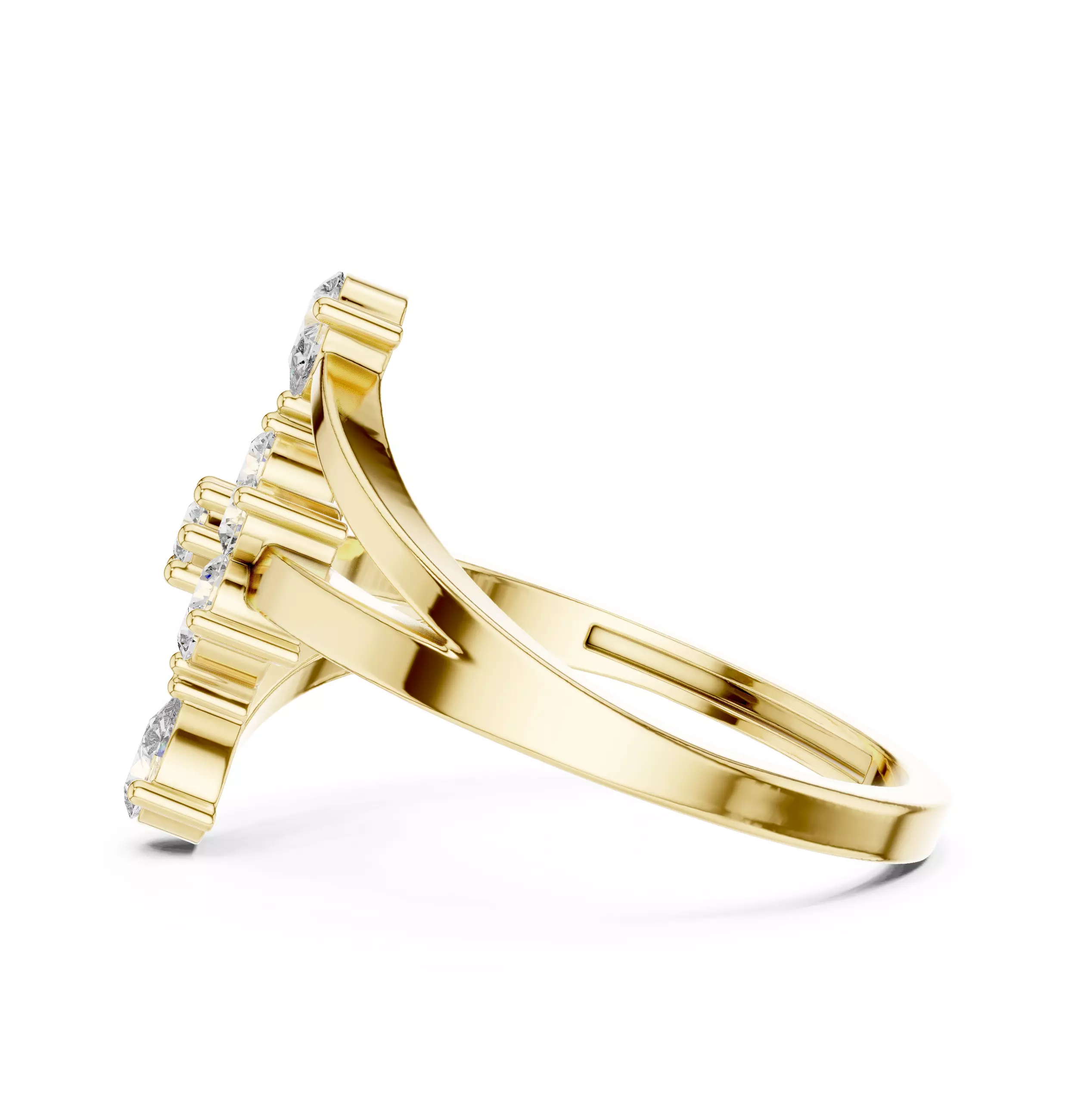 Pear and Round Cut Bypass Engagement Wedding Ring 3DM STL Video 3D print model_8