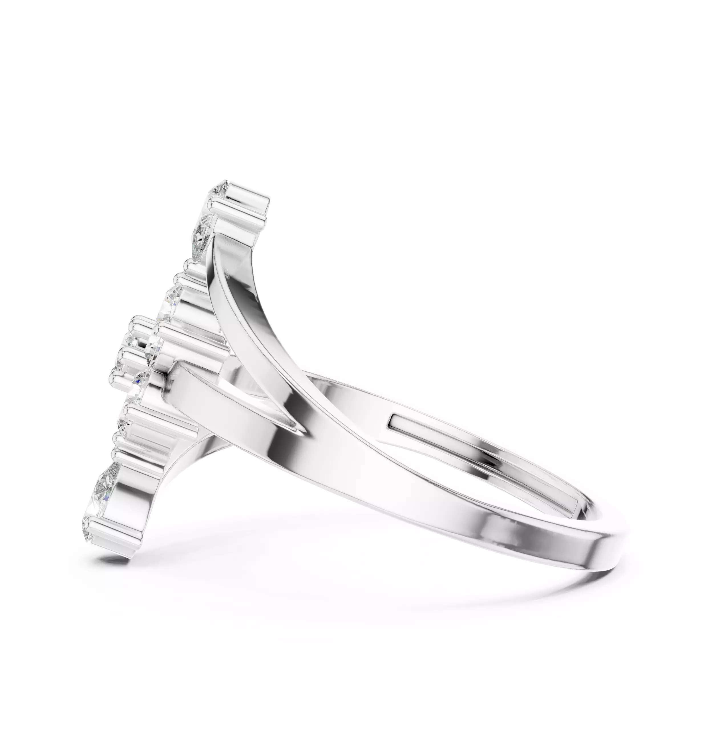 Pear and Round Cut Bypass Engagement Wedding Ring 3DM STL Video 3D print model_11