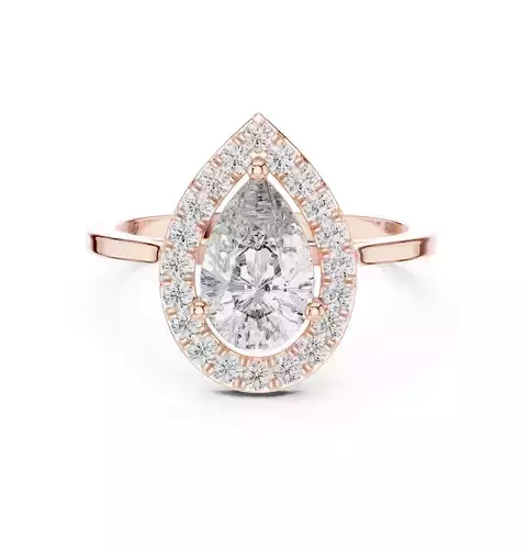 Pear Cut Halo Diamond Engagement Wedding Ring 3DM STL Video