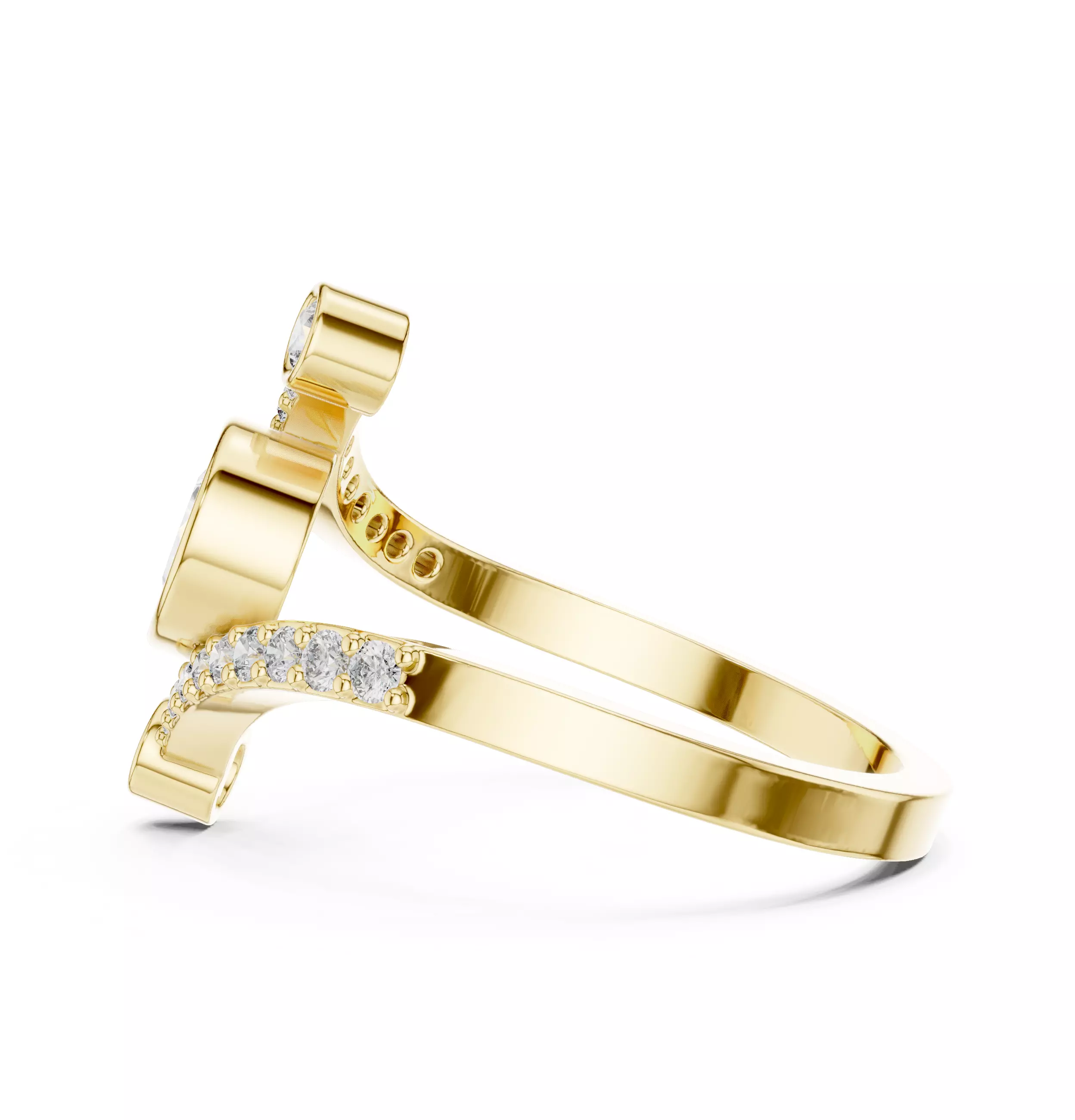 Pear Cut Bezel Set Diamond Engagement Wedding Ring 3DM STL Video 3D print model_8