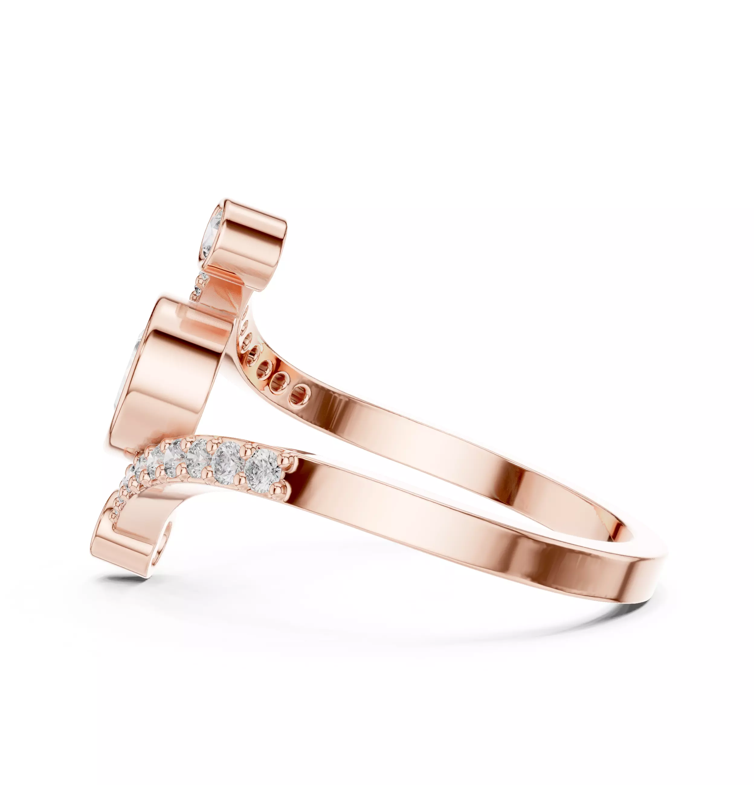 Pear Cut Bezel Set Diamond Engagement Wedding Ring 3DM STL Video 3D print model_5