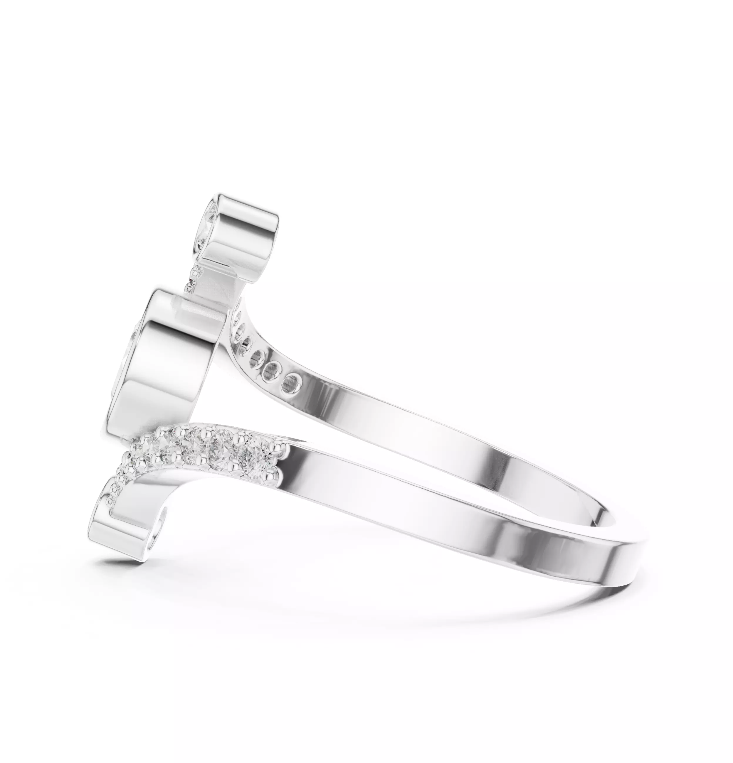 Pear Cut Bezel Set Diamond Engagement Wedding Ring 3DM STL Video 3D print model_11